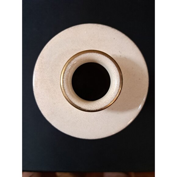 Vintage pair of Japanese Floral Ceramic Vase Off White With Gold Trim - Picture 6 of 8